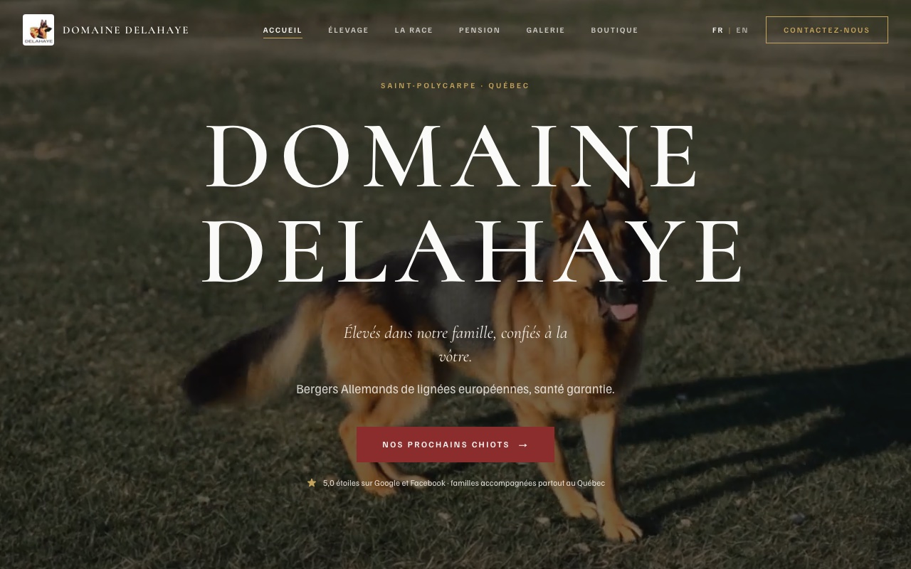Site web Domaine Delahaye — Éleveur de Berger Allemand